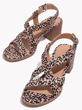 Madewell Leopard Print Strappy Block Heel Sandals - Tan & Black